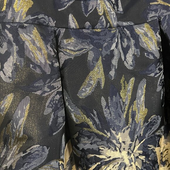 NWT Navy Floral Metallic Brocade Fit & Flare Dress | Party Dress | pockets SZ 18 - Picture 4 of 7